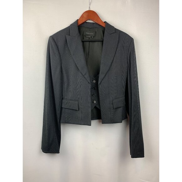 Women’s BCBG Maxazria Gray Striped Suit Set Size M and Pant Size 8 - Picture 3 of 15